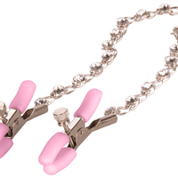 Nipple Play Crystal Chain Nipple Clamps - Pink