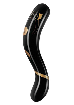 Secret Kisses - 7 Inch Handblown Double Ended  Dildo - Black