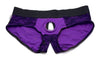 Lace Envy Crotchless Panty Harness - L- XL Purple and Black