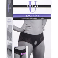 Lace Envy Black Crotchless Panty Harness - L-xl