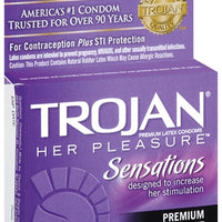 Trojan Her Pleasure Sensations Lubricated  Condoms - 3 Pack