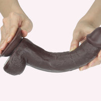 Get Lucky 9 Inch Real Skin Dildo - Dark Brown