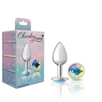 Cheeky Charms - Silver Metal Butt Plug - Round - Clear - Small