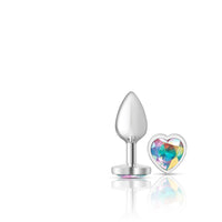 Cheeky Charms - Silver Metal Butt Plug - Heart - Clear - Small