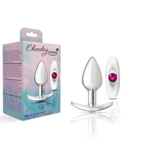 Cheeky Charms - Silver Metal Butt Plug Kit - Clear- Bright Pink