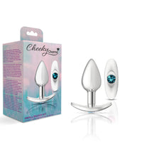 Cheeky Charms - Silver Metal Butt Plug Kit - Clear- Teal