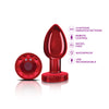 Cheeky Charms - Rechargeable Vibrating Metal Butt  Plug With Remote Control - Red - Medium -  Preorder Only