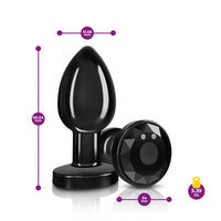 Cheeky Charms - Rechargeable Vibrating Metal Butt  Plug With Remote Control - Gunmetal - Medium -  Preorder Only