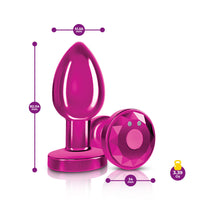 Cheeky Charms - Rechargeable Vibrating Metal Butt  Plug With Remote Control - Pink - Medium -  Preorder Only