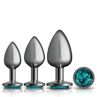 Cheeky Charms - Metal Butt Plug Gunmetal - Round - Teal - Kit - Preorder Only