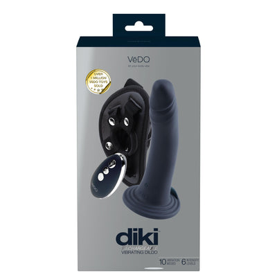 Diki Rechargeable Vibrating Dildo With Harness - Just Black