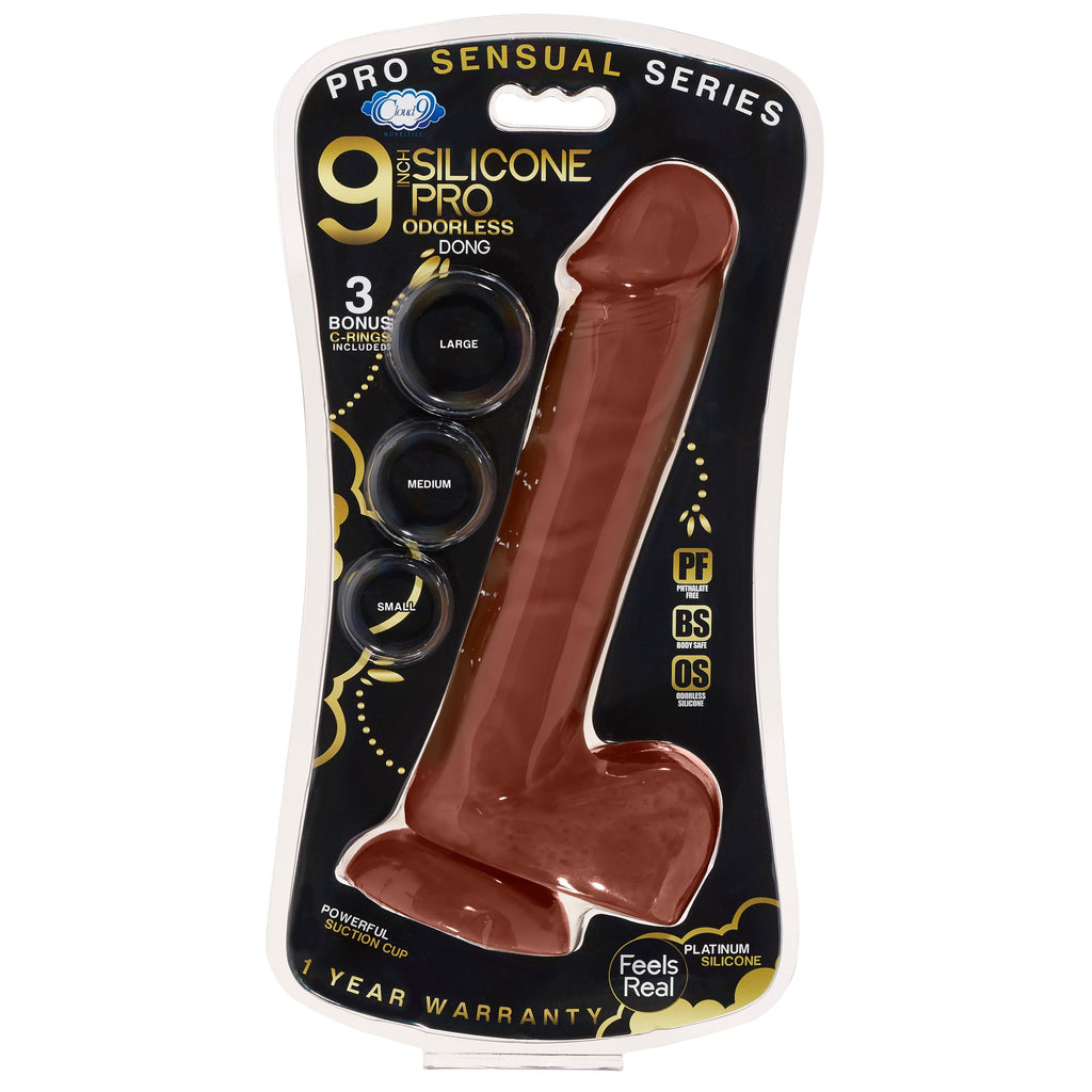 9" Silicone Pro Odorless Dong - Brown