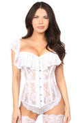 Top Drawer White Sheer Lace Steel Boned Corset - Small - 6X
