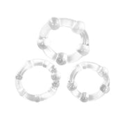 Stay Hard Beaded Cockrings - 3 Pack - Clear
