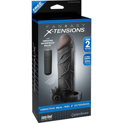 Fantasy X-Tensions Vibrating Real Feel 2-Inch  Extension - Black