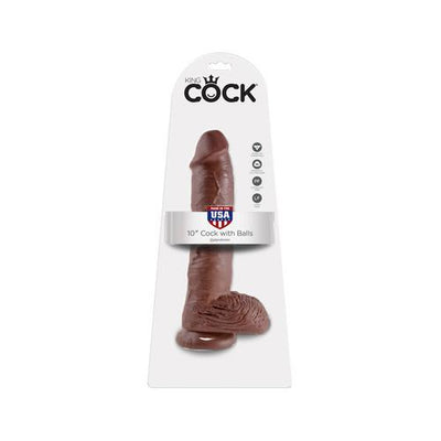 King Cock 10-Inch Cock With Balls - Brown
