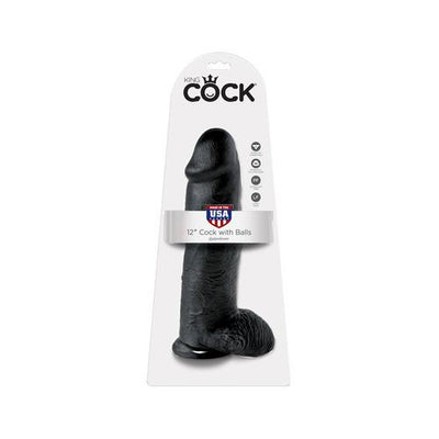 King Cock 12 Inch Cock With Balls - Black