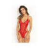 Crotchless Lace & Mesh Teddy - Small-medium - Red